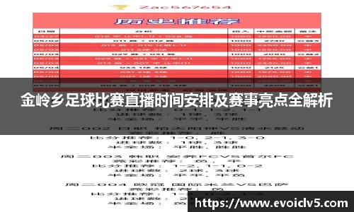 金岭乡足球比赛直播时间安排及赛事亮点全解析
