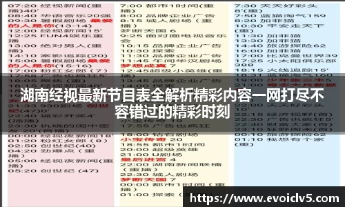 湖南经视最新节目表全解析精彩内容一网打尽不容错过的精彩时刻